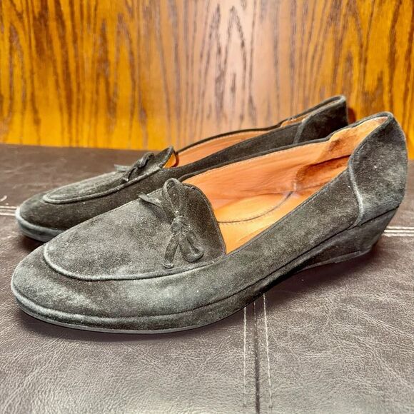 L'Amour Des Pieds Baley Black Suede Slip On Wedge Heel Loafers - Size 8M - Picture 6 of 9